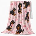 thumbnail image 2 of Playful Dachshund Dog Autumn Living Room Scene Pink, Playful Pet Portrait Pattern, Warm Flannel Blanket for Living Room and Bedroom, Dog Lovers Thanksgiving Gift, Pet Lover Home Decor, 2 of 9