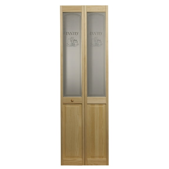 Pinecroft 746 Half Glass Pantry Unfinished Pine Bifold Door 30" x 80"
