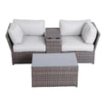 thumbnail image 1 of Living Source International Causeuse d'Extérieur en Osier avec Table, Gris/brun, 1 of 2