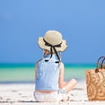 thumbnail image 5 of Sombrero de ala grande de verano para niños con protección solar de 52 a 54 cm de circunferencia, para viajes, playa, paja, lazo, 5 of 5