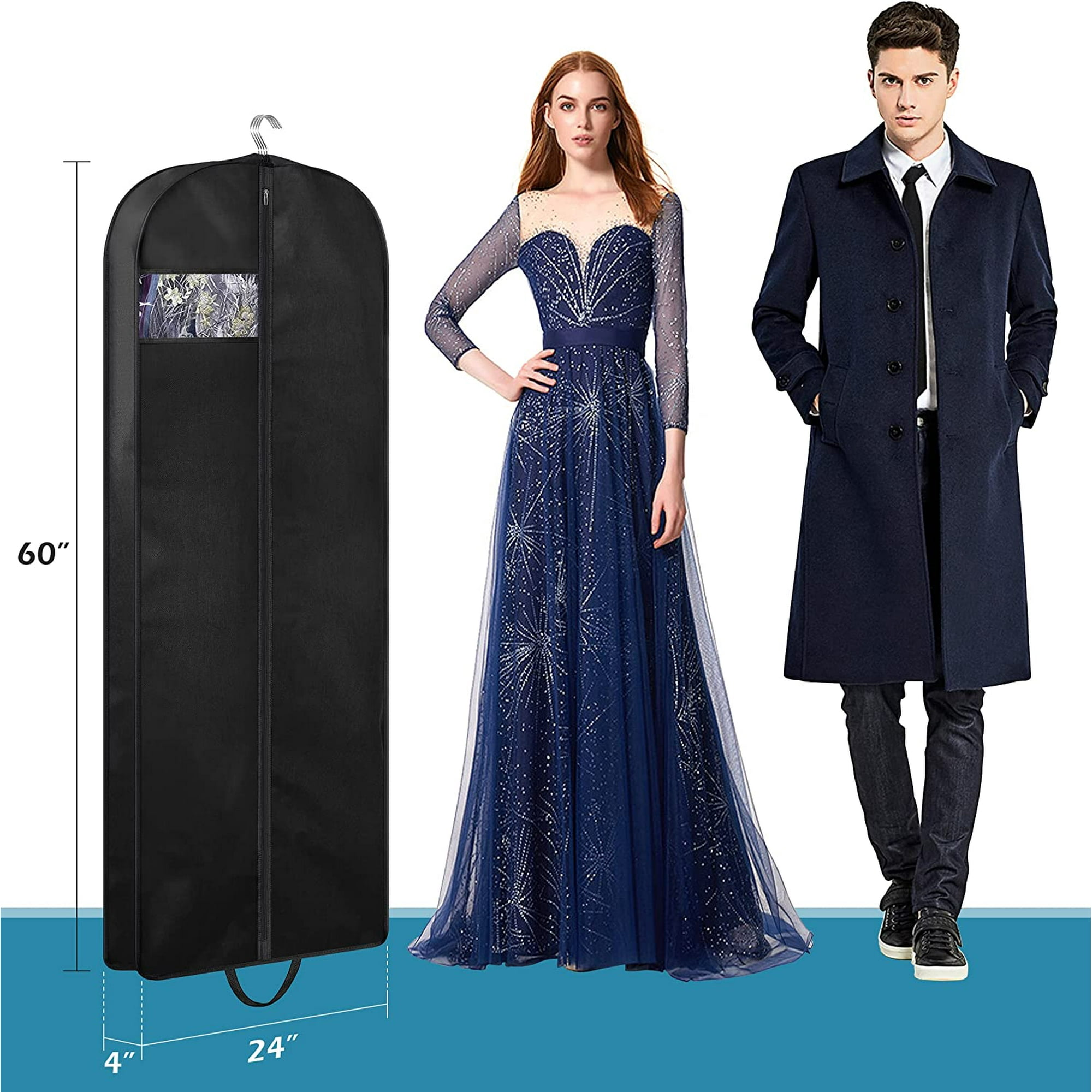 BEST 60 Heavy Duty Long Garment Bags for Travel Monogrammed Dress Bag Waterproof Oxford Fabric Wedding Dress Cover for Gowns Winter Coats Suits Walmart