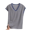 thumbnail image 1 of YABCSAZ Pyjama Léger Rafraîchissant d'Été pour Femmes, Mode Décontractée Ample à Rayures Col en V Édition Mince Manches Courtes, Liquidation d'Été de Noël!, 1 of 3