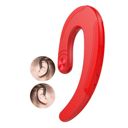 Noise Free Headphones - Bluetooth Headset. Bangde Unique Non-Earbuds Wireless Bluetooth Headphone HD-Sound & Noise-Cancelling earplug with Mic. Hand Free Painless Ear-Hook Earpieces for iphone X,Android(Red)