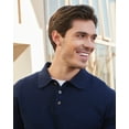thumbnail image 4 of Kallspin Men's Cotton Knit Polo Sweater Business Casual Long Sleeve Pullover Sweater(Navy Blue,X-Large), 4 of 9