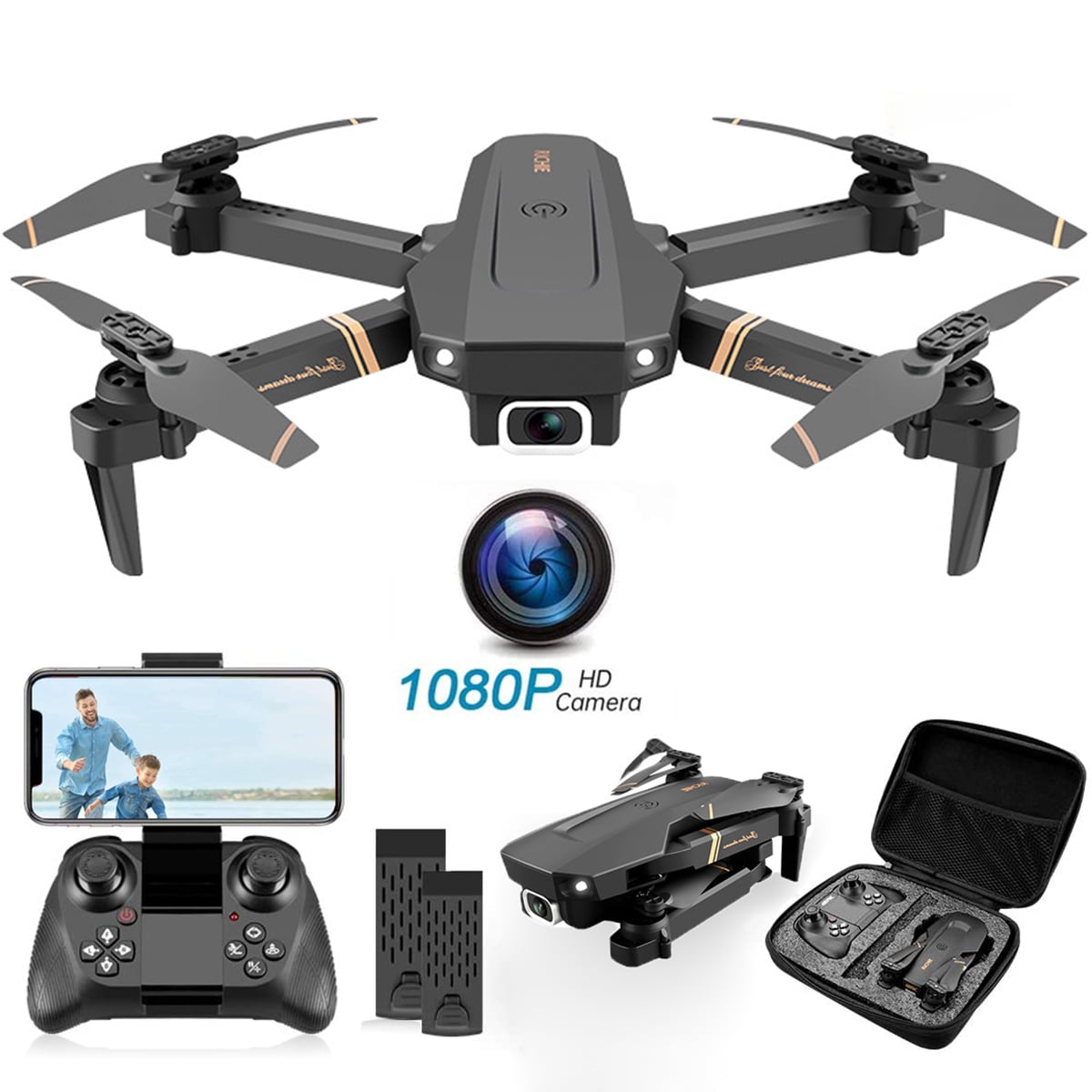 PIPIN Foldable Mini Suitcase Drone for Kids with HD Camera 