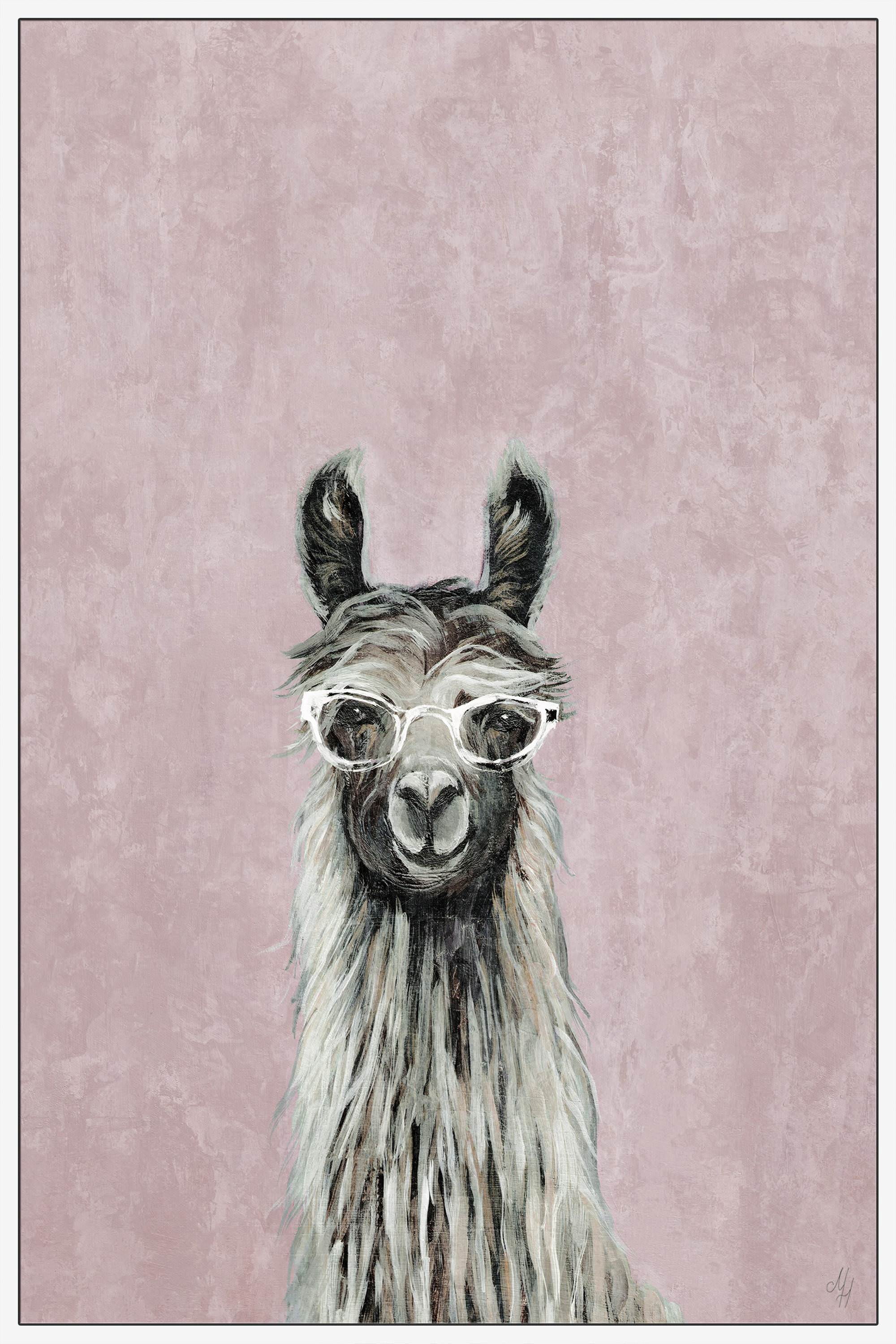 Hello There Llama Floater Framed Painting Print on Canvas