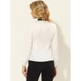 thumbnail image 4 of INSPIRE CHIC Blusa de oficina de manga larga con cuello de lazo en contraste elegante de trabajo para mujer Beige S, 4 of 5