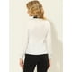 thumbnail image 4 of INSPIRE CHIC Blusa de oficina de manga larga con cuello de lazo en contraste elegante de trabajo para mujer Beige S, 4 of 5