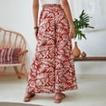 thumbnail image 5 of YIFUNIN Women's Printed Wide Leg Straight Pants with Lace-Up Detail & Side Slit, Casual Flowy Trousers for Bohemian Style, Lightweight Fabric,Wine L, 5 of 5