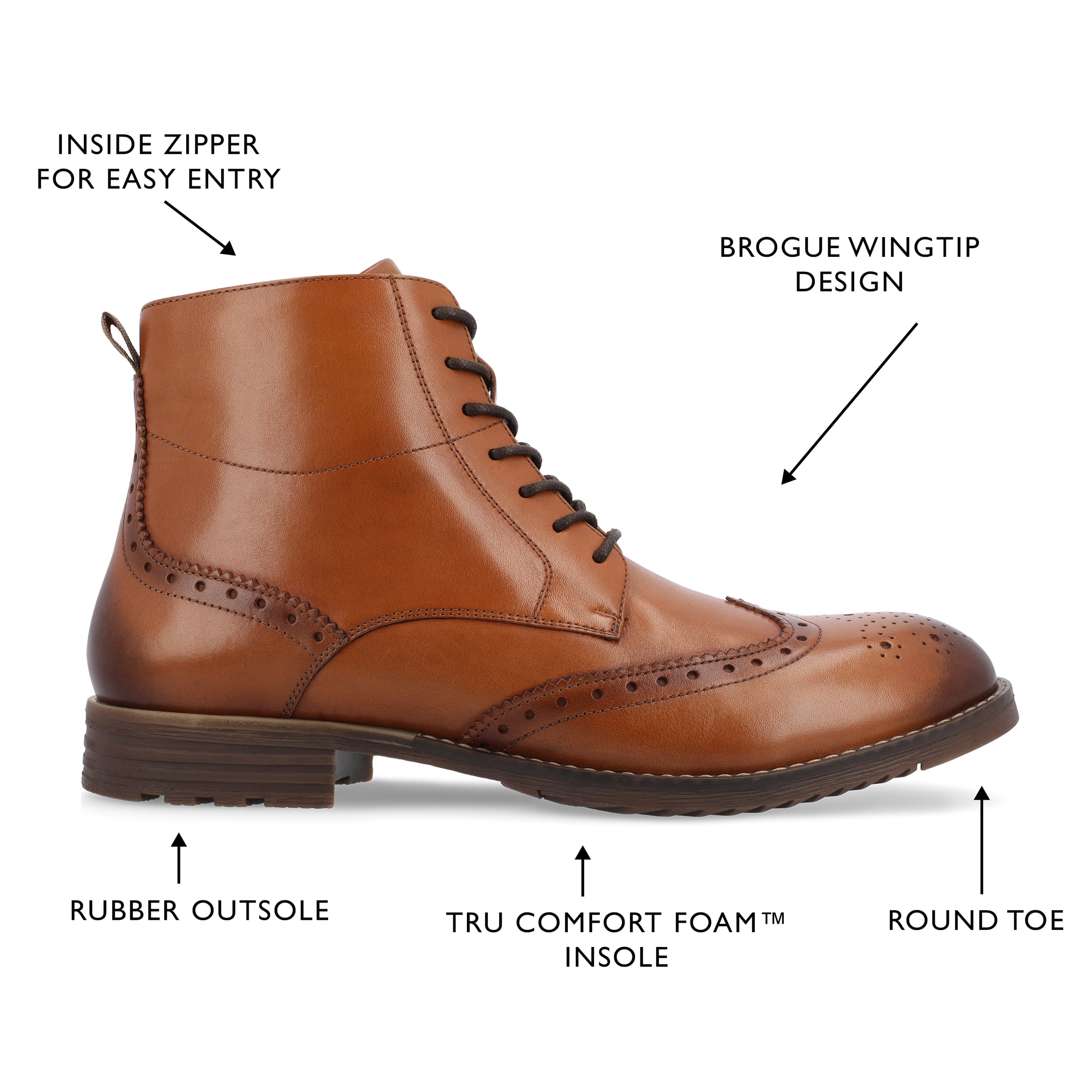 Thomas & Vine Edison Tru Comfort Foam Wingtip Ankle Boot new Thomas & Vine Edison Wingtip Ankle Boot In Cognac | ModeSens main image 2