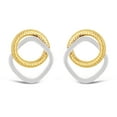 thumbnail image 2 of Italian 14k Yellow & White Gold Tube Eternity Circle Square Hoop Stud Earrings - Eternity Tubular, 2 of 5