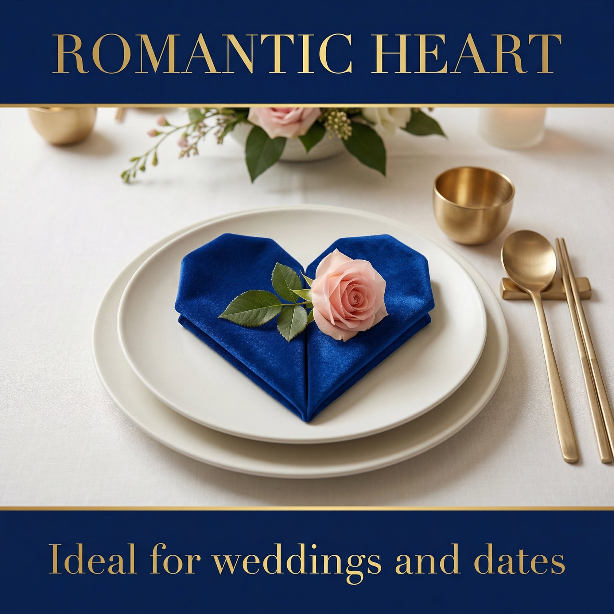 Unique Bargains 12 Pack Soft Durable Velvet Cloth Napkins for Parties Royal Blue 18"x18"
