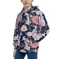 thumbnail image 2 of Uemuo Rose Flowers Pattern Hooded Sweatshirt for Youth Pullover with Kangaroo Pocket Trendy youth sweatshirt Casual Hoodie for Boys and Girls-Large, 2 of 6