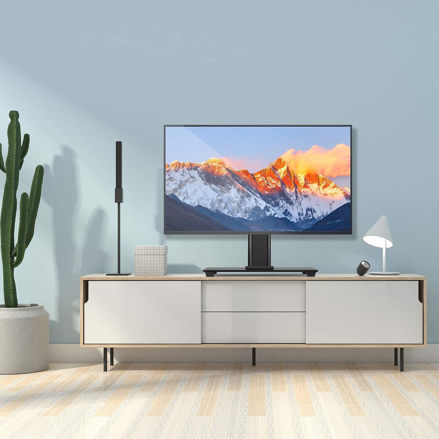 37-55 Inch LCD Wall Mount Bracket Black Glass Base Metal Shelf Bracket TV Stand 