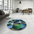 thumbnail image 4 of Ahgly Company Machine Washable Indoor Square Transitional Macaw Blue Green Area Rugs, 5' Square, 4 of 7