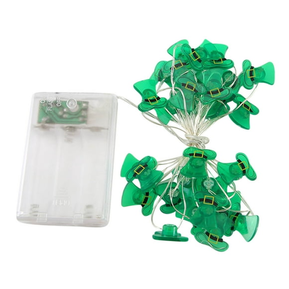 St. Patricks Day Decorations Lights Leprechaun Hat Gold Coin String Light Green Yellow Light Battery Operated