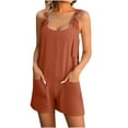 thumbnail image 2 of Njagoc3 Womens Solid Color Adjustable Strap Sleeveless Short Casual Summer Romper Simple Essential Jumpsuit, 2 of 6