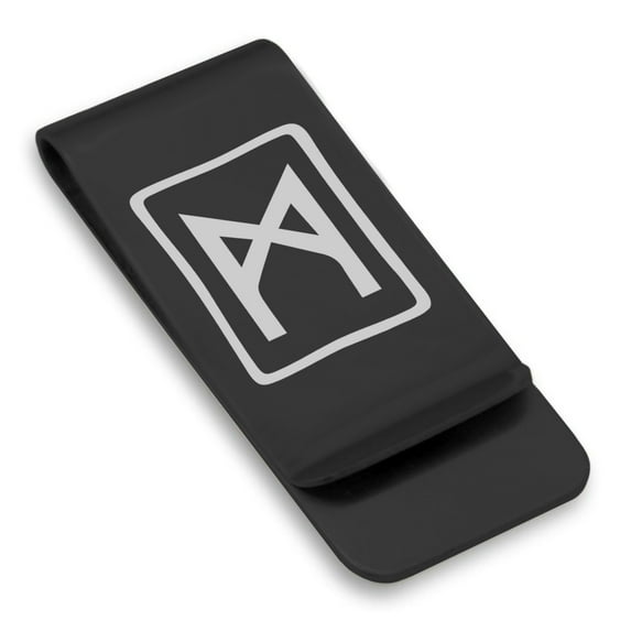 Stainless Steel Elder Futhark Mannaz Rune Classic Slim Money Clip Credit Card Holder