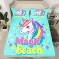 thumbnail image 2 of Castle Fairy Animal Unicorn 4-Piece Full Size Sheets,Magical Horse Bed Sheets,Stars Print Lightweight Sheet Sets,Ultra Soft Cute Home Decor, 2 of 7