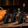 thumbnail image 3 of Halloween Crow Figurine Set, 3Pcs Resin Black Raven Skeleton Bird Statues with Red Eyes for Gothic Tabletop Decor, Spooky Party Props for Home Garden Yard Haunted House and Holiday Display, 3 of 5