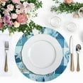 thumbnail image 4 of 15 Inch Round Grid Plate Mats Heat Non-Slip Resistant PVC Placemats for Kitchen Dining Table Decor Blue Marine Life Patterns 1PCS, 4 of 5