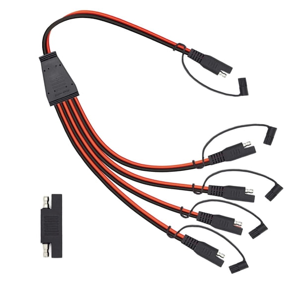 Billion Rich 2 Pies/65 Cm Conector Sae Y Divisor 1 A 4 Cable De Extensión Compatible Con Conexión Y Transferencia Solar (12 Awg 1 A 4)