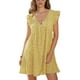 thumbnail image 3 of Sunloudy - Vestido suelto de verano para mujer, estampado sólido/floral, mangas volantes plisadas, cuello en V, vestido corto Sunloudy  moda, 3 of 7