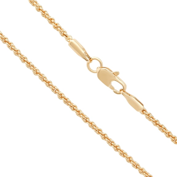 2mm 14k Yellow Gold Plated Twisted Rope Choker Chain Necklace, 18 inches   Gift Box