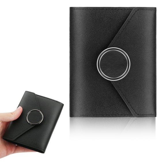 TSV Small Wallet for Women, Short Trifold Ladies Wallet, Slim PU Leather Credit Card Holder, Black