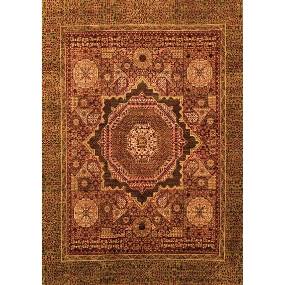 Ahgly Company Indoor Rectangle Abstract Orange Modern Area Rugs, 7' x 10'