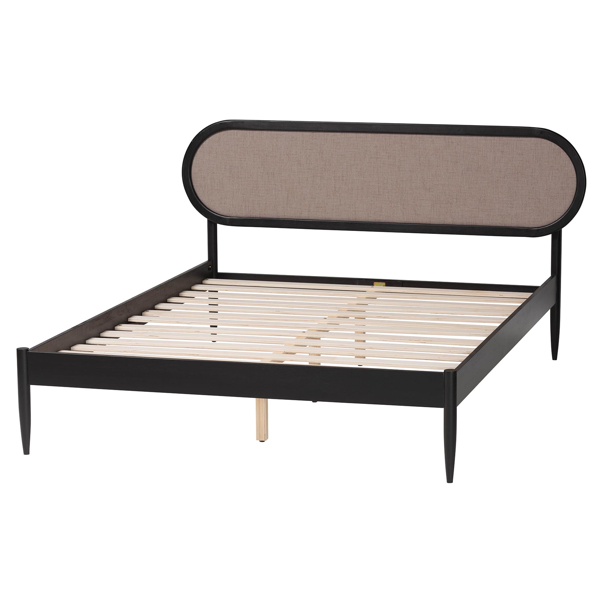 Baxton Studio Shirin Mid-Century Platform Bed, Queen, Beige