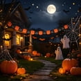 thumbnail image 4 of SLYNSHome Pumpkin Spider Bat Paper Garland Banner, 118 Inch Foldable Tissue Hanging Streamer For Ceiling Mantel Doorway Fall Halloween Home Party Wall Decor, 4 of 6