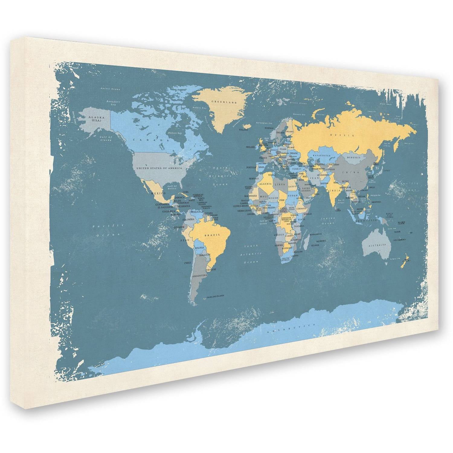 Trademark Fine Art "Retro Political Map of the World" Canvas Art by Michael Tompsett
