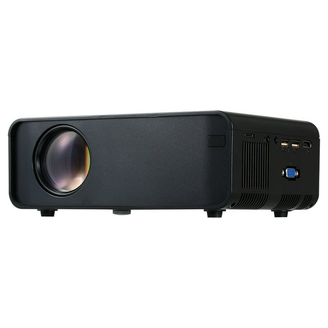 Proyector LCD portátil W80 480P Resolución física Múltiples puertos para oficina cine en casa Negro Enchufe US (Versión Android)