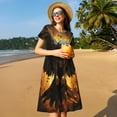 thumbnail image 4 of Easygdp Cool Black Eagle para Vestido Transpirable de Mujer, Vestido Suelto de Manga Corta con Pliegues y Bolsillos para el Verano, 4 of 6