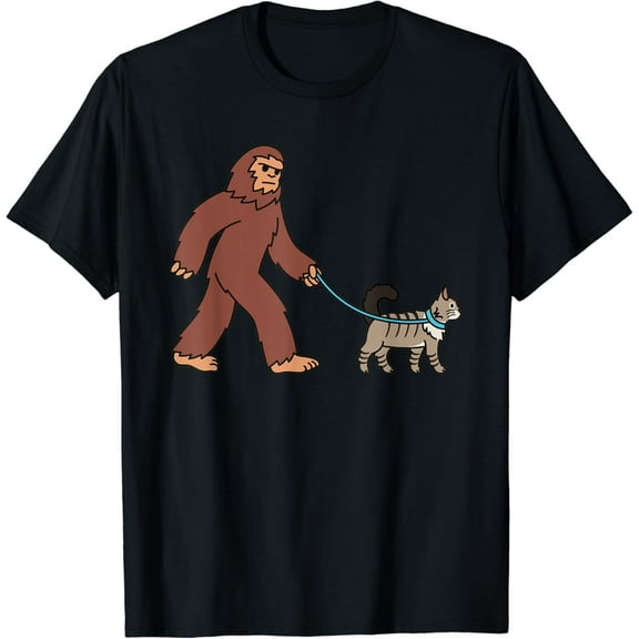 Bigfoot Sasquatch Walking Maine Coon Cat Pet T-Shirt mens t shirt,black,women,funny,misfits,men,journey,t-shirt