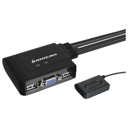 UPC: 0881317011022 | IOGEAR KVM 2-Port USB VGA Cabled Switch – 2048 x 1536 – Remote Button Switch – Plug n Play – PC  MAC  SUN – GCS22U