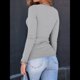 thumbnail image 5 of Camisas de Larga para Mujer, Blusas de Cuello Cuadrado, Blusas Básicas de Punto Acanalado, Conjuntos de Otoño, Ropa de Moda Gris L, 5 of 8