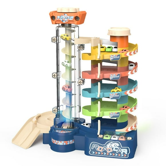 MesaSe 5-level Garage Track Set Toy Automatic and Manual Car Track Set with a Screwdriver and 5 Cars Parking Lot Toy for Kids Ages 3+