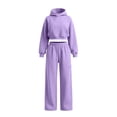 thumbnail image 5 of Maqroz Womens Two Piece Workout Sets Drop Shoulder Cropped Pullover Hoodie Sweatshirts High Waisted Wide Leg Pants Casual Athletic Matching Sweatsuits for Rigorous Gym Routines, 5 of 5