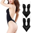 thumbnail image 1 of Body moldeador con escote en V profundo para mujer, sin tirantes y sin espalda, 1 of 5