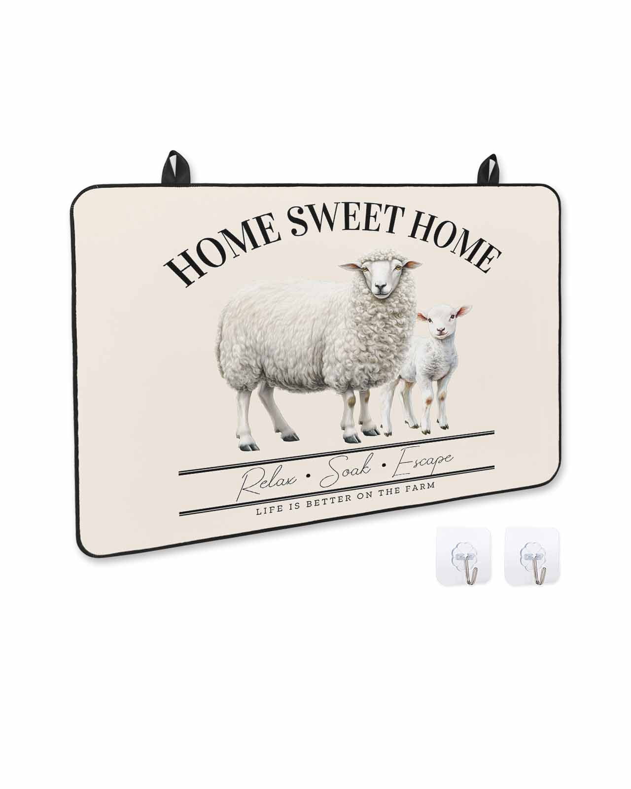 nqOlkjepod Large Induction Cooktop Protector Mat 31"x24", Farmhouse Sheep Stove Top Covers for Electric Stove, Watercolor Cute Animals Retro Art Stove Burner Cover Mats, Glass Top Stove Cover