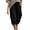 Black, variant on Women's High Waisted Cargo Capri Pants, Elastic Waist Cinched Hem Seven Quarter Length Pants with Pockets, Lightweight Soft Polyester Casual Cropped Pants for Spring Summer Fall Black L