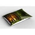 thumbnail image 2 of Ambesonne Nature Pillow Sham 2 Pack, Fresh Morning Scenery, 30"x20", Green Marigold Beige, 2 of 3