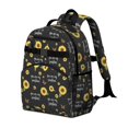 thumbnail image 2 of Sunflower and Butterfly Black Pattern Cute School Backpack Bag for School with Padded Back and Adjustable Shoulder Straps 15.25"x11.5"x5.25", 2 of 5