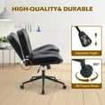 thumbnail image 5 of GIANNA Armless Office Desk PU Leather Wide Seat with Wheels, Criss Cross Legged Chair, Height Adjustable, Swivel, For Home Bedroom Office - Black, 5 of 7