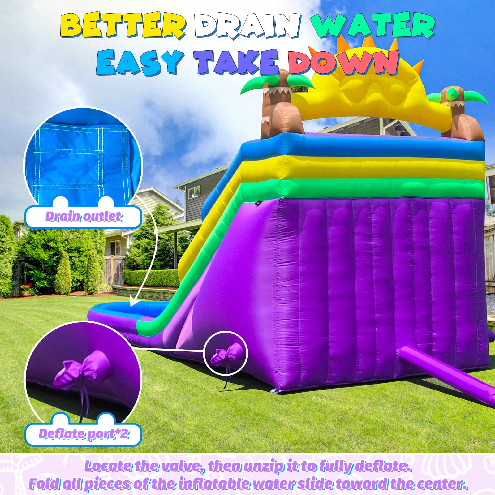 21FT Inflatable Double Water Slide with Splash Pool & Air Blower, Oxford Fabric Wet & Dry Backyard Water Slide for Kids & Adults