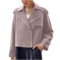 thumbnail image 5 of MaFYtyTPR Women's Fashion Jacket Casual Short Style Suede Solid Color Double Breasted Loose Long Sleeved Jackets Pink M, 5 of 5