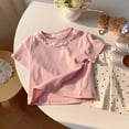 thumbnail image 2 of Gyujnb Lace Crew Neck Short Sleeve T Shirt Casual Solid Basic Tee (Toddler,Little Girls),4-5 Years, 2 of 5