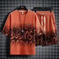 thumbnail image 4 of Camisetas estampadas, pantalones cortos, trajes para hombre, ropa de verano con gráfico de alfabeto blanco, conjuntos para hombre, conjunto de dos piezas, estilo coreano 2024, holgado, 5xl, 4 of 5